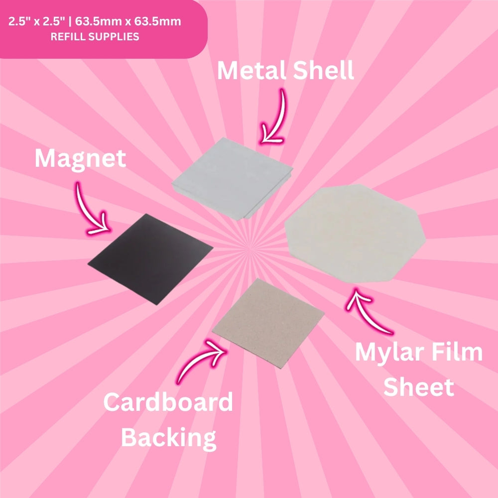 2.5"x2.5" (63.5mm x 63.5mm) Refill Cardboard - 1000 Sets of Fridge Flair® Photo Magnet Making Supplies