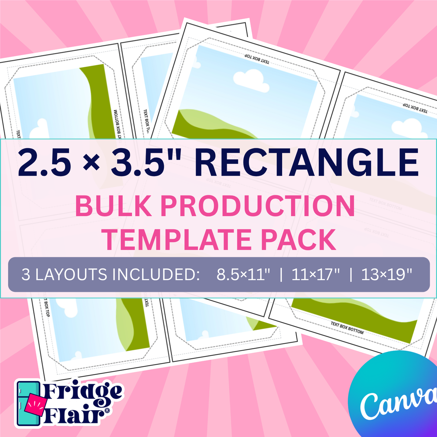 2.5x3.5" Rectangle Bulk Production Canva Template Pack + Video Printing Tutorial