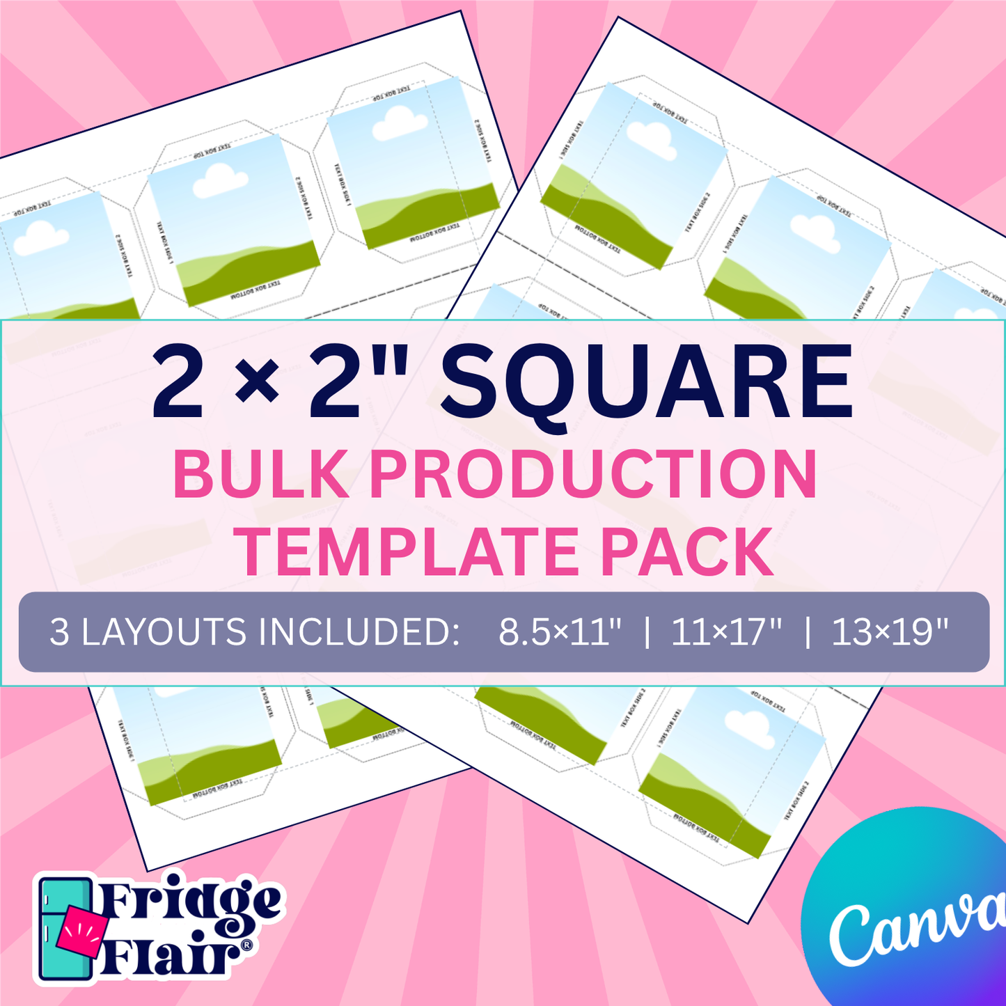 2x2" Square Bulk Production Canva Template Pack + Video Printing Tutorial
