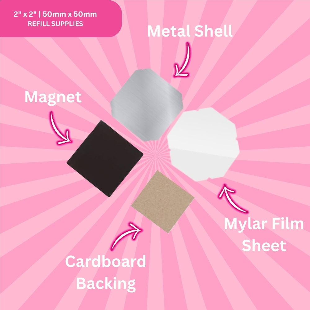 2"x2" (50mm x 50mm) Refill Cardboard - 1000 Sets of Fridge Flair™ Photo Magnet Making Supplies
