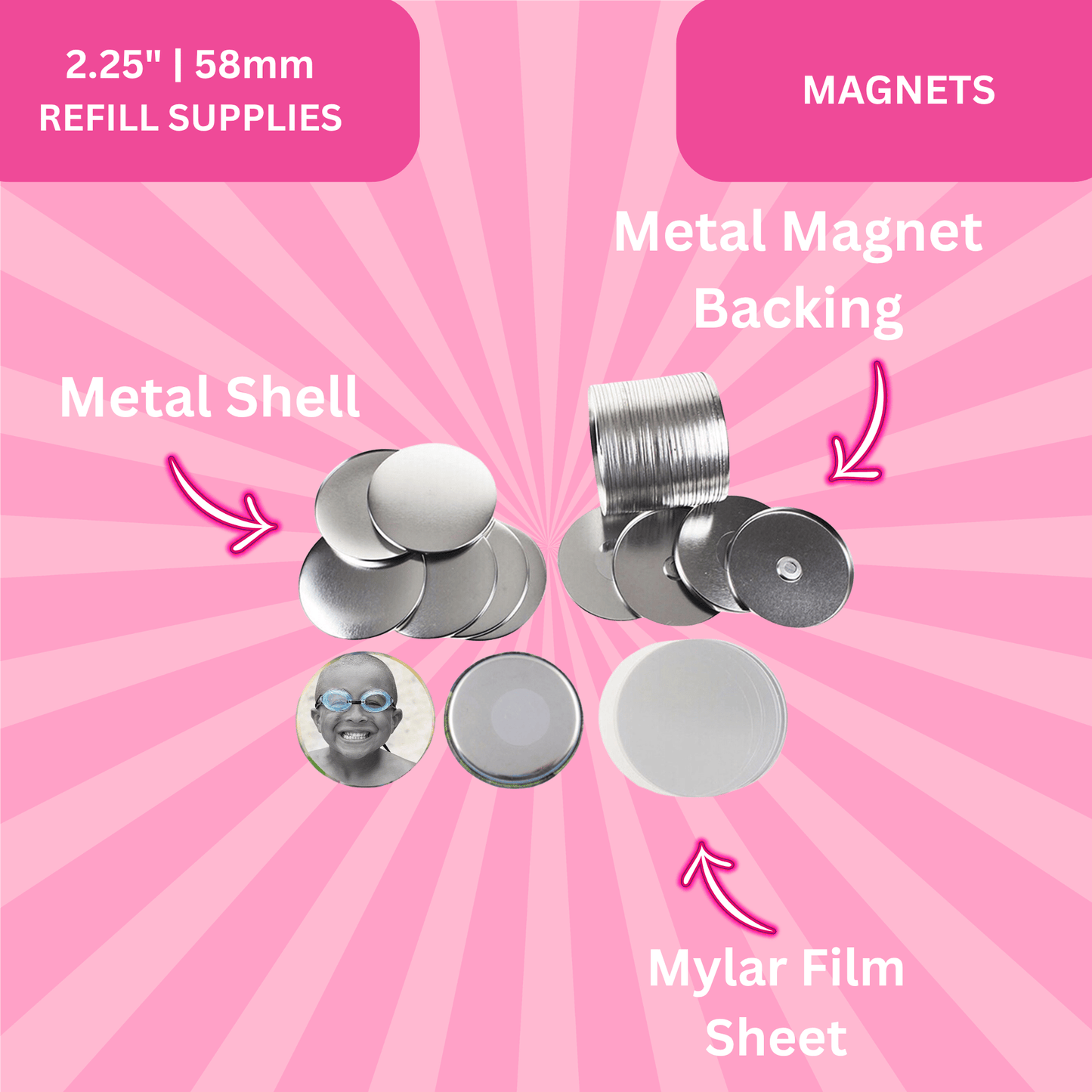 2.25" | 58mm Fridge Magnets (1000 Pack – Bulk Refill & Best Value)