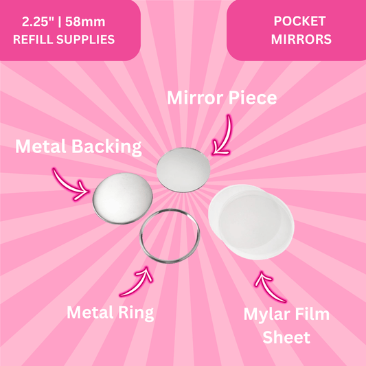 2.25" | 58mm Pocket Mirrors (1000 Pack – Bulk Refill & Best Value)
