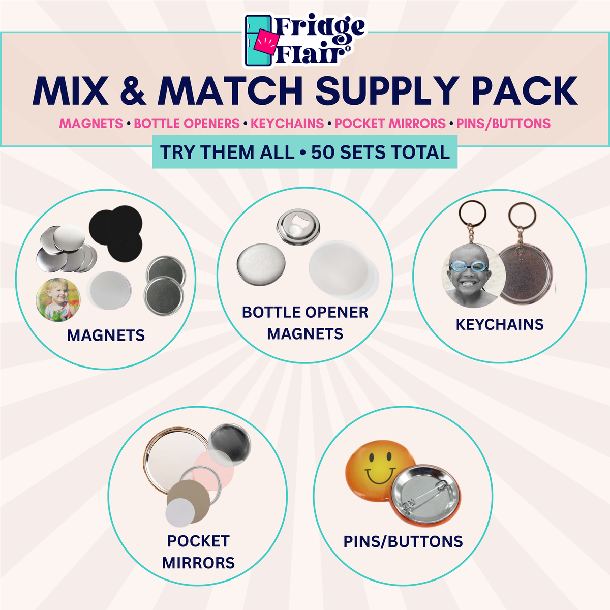 2.25" | 58mm Refill Mix & Match Variety Pack – 50 Pieces