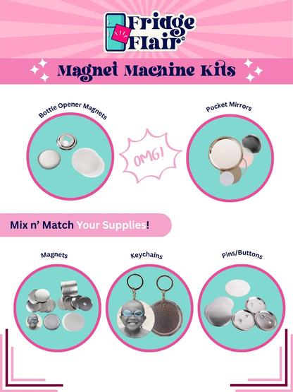 FRIDGE FLAIR™ | 2.25" (58mm) 5-in-1 Round Magnet Making Machine Kit w/ BONUSES - PRE-ORDER LAUNCH