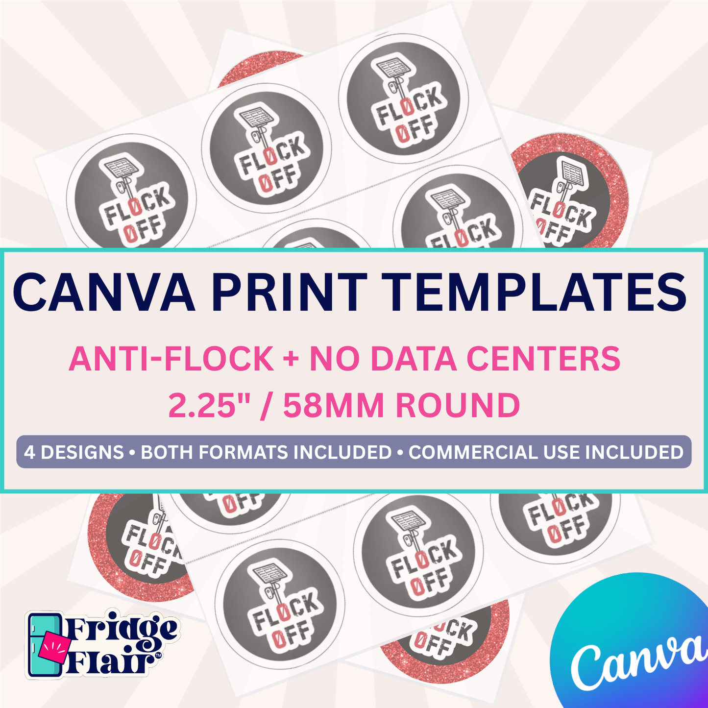 Anti-Flock + No Data Centers | 2.25" (58mm) Canva Design Pack